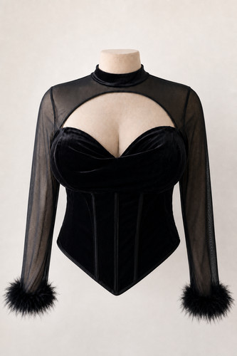 Shein black velvet corset top - velvet,