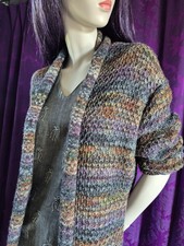 PETER HAHN Alpaca Knit Stripe Long Cardigan Sz 16
