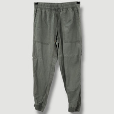 ZARA Womens Washed Khaki Green Drawstring Utility Joggers SIZE S