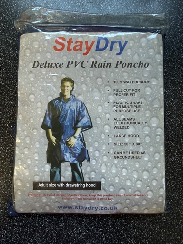Staydry deluxe pvc rain poncho - staydry,