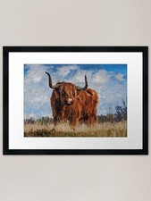 Highland bull Framed Art Print