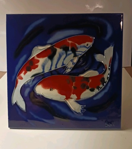 Koi fish ceramic - koi, tile