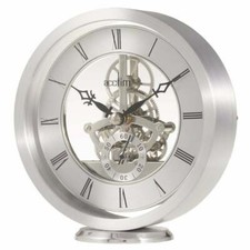 Acctim Clocks  Silver Finish Round Skeleton Quartz Mantle Clock Millendon 37027