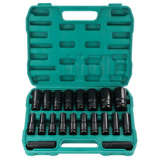 20PCS Deep Impact Socket Set 6 Point Metric 8 - 32mm 1/2 Inch Drive Heavy Duty