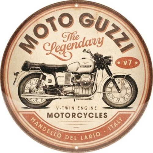Moto guzzi nostalgia round tin - moto,