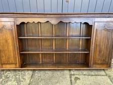 Vintage Carved Oak Shelf Dresser Top Bookcase Shelving Plate Rack