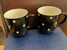 Spode Baking Pair Of Black And White Spot Mugs