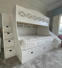 Bunk Bed with Slide and Steps White. 
