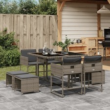 Garden Dining Set Grey PE