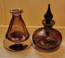 A Sanders purple Studio Art Glass Signed and vintage perfume decanter 