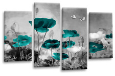 Floral Wall Art Teal Living