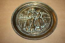 Vintage "Lombard - England" 6.5" Brass Wall Plaque / Plate - Dutch Scene
