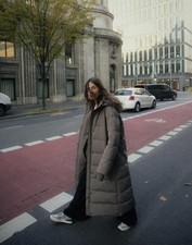 ZARA WATER AND WIND PROTECTION LONGLINE HOODED DOWN PUFFER JACKET SIZE SMALL