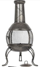 La Hacienda Santiago Steel  Mesh Chimenea Medium | Outdoor Fire Pit Log Burner