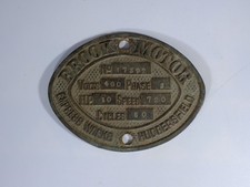 Vintage Cast Iron 'Brook Motor' Mechanic Plaque Empress Works Huddersfield