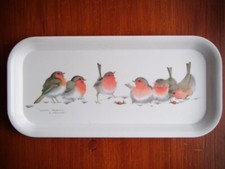Sandwich Tray/Serving Tray, "Winter Robins" Valerie Pfeiffer,  White, 28.4cm VGC