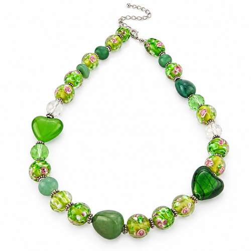 Green cristallo heart necklace - cristallo,
