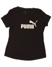 PUMA Womens Graphic T-Shirt Top UK 14 Medium Black GV02