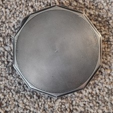 Antique Engine Turned Sterling Silver Ladies Compact Birmingham 1940