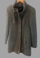 Miss Sixty Women’s Wool Blend Coat Medium Grey Funnel Neck Smart Winter
