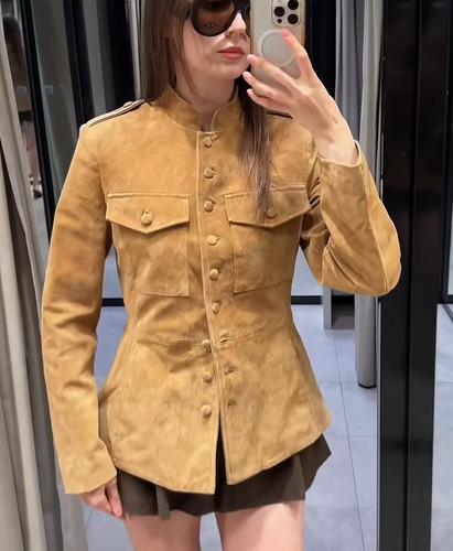 Zara camel genuine suede - zara,