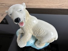 Wade Porcelain Blow Up Polar Bear with Fish on Glacier