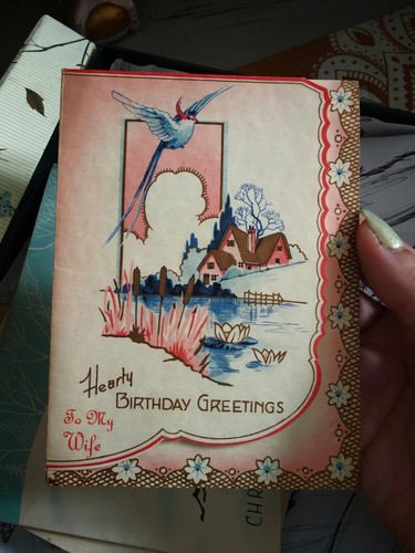Antique 1939 birthday card - card, to
