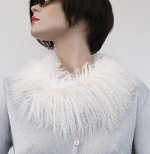 Fur Scarf Tibetan Lamb Boa Loop Fur Collar Trim Coat Lambskin Winter White