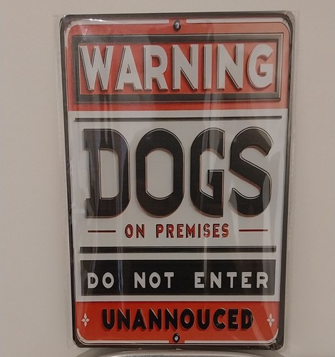 Warning dogs premises - warning, on
