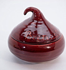 Vintage Red Ceramic Beetroot Lidded Storage Jar Pot