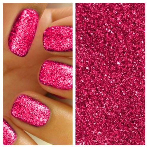 Pink metallic glitter nail art - metallic,