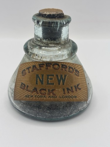 Old aqua glass inkwell with - aqua,