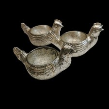 3 EP On ZINC Mayell Vintage Chick Egg Cups Made In England Chicken silver plate 