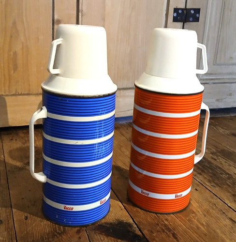 Pair vintage vacco flasks - pair,