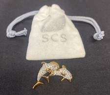 Swarovski 2 Dolphins Gold Tone