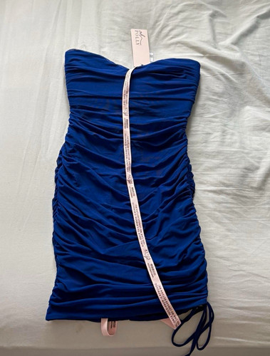 Polly blue strapless ruched - oh,