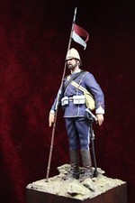 Painted figure of 17th Lancer, Zulu Wars 1879, 90 mm scale on scenic base.