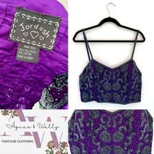 Vintage Jordash 90s made in India beaded sequin bustier cropped top  U.K. 12 