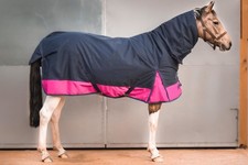 Filling COMBO Turnout Horse Rugs 1200D 50g Winter Neck Navy/Raspberry 5'3-6'9