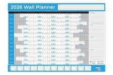 2026 Wall Planner A1 A2 A3 Blue Colour Full Year Calendar Home Office  JAN - DEC