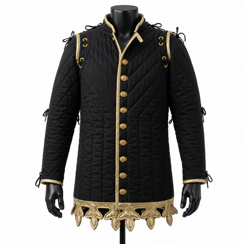 Medieval black padded gambeson - medieval,