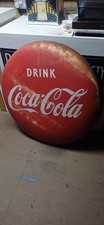 Original 1950's Large Coca Cola Button Sign 36 Inch Diameter