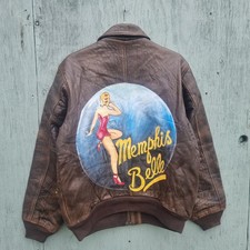 Vtg AVIREX A-2 USAAF 'Memphis Belle' Flight Military Leather Jacket Large