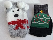 Christmas Socks & Gloves Kids Girls Multicoloured Knit Primark