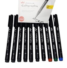 10 x CHISLLED NIB CALLIGRAPHY PENS 2mm  for  ITALIC, ARABIC, PERSIAN - 4 COLOURS