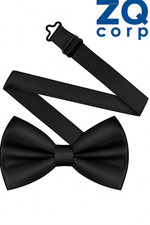 Black Bow Tie Adjustable Satin Wedding Party Event Dickie Bow Plain Mens Necktie