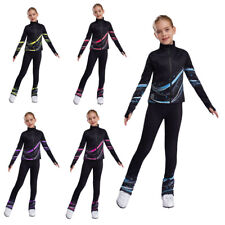  UK Kids Girls Ice Skating Wear Sports Jacket with Leggings, Gymnastics Workout