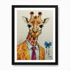 Giraffe In Suit 1 Art Print