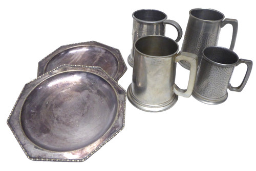 English pewter tankards - pewter, &