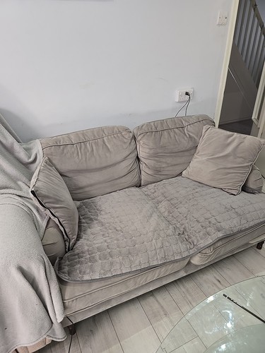 Velvet grey seater sofa in - grey,